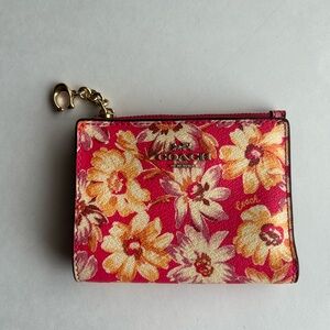 Coach snap card case with charm